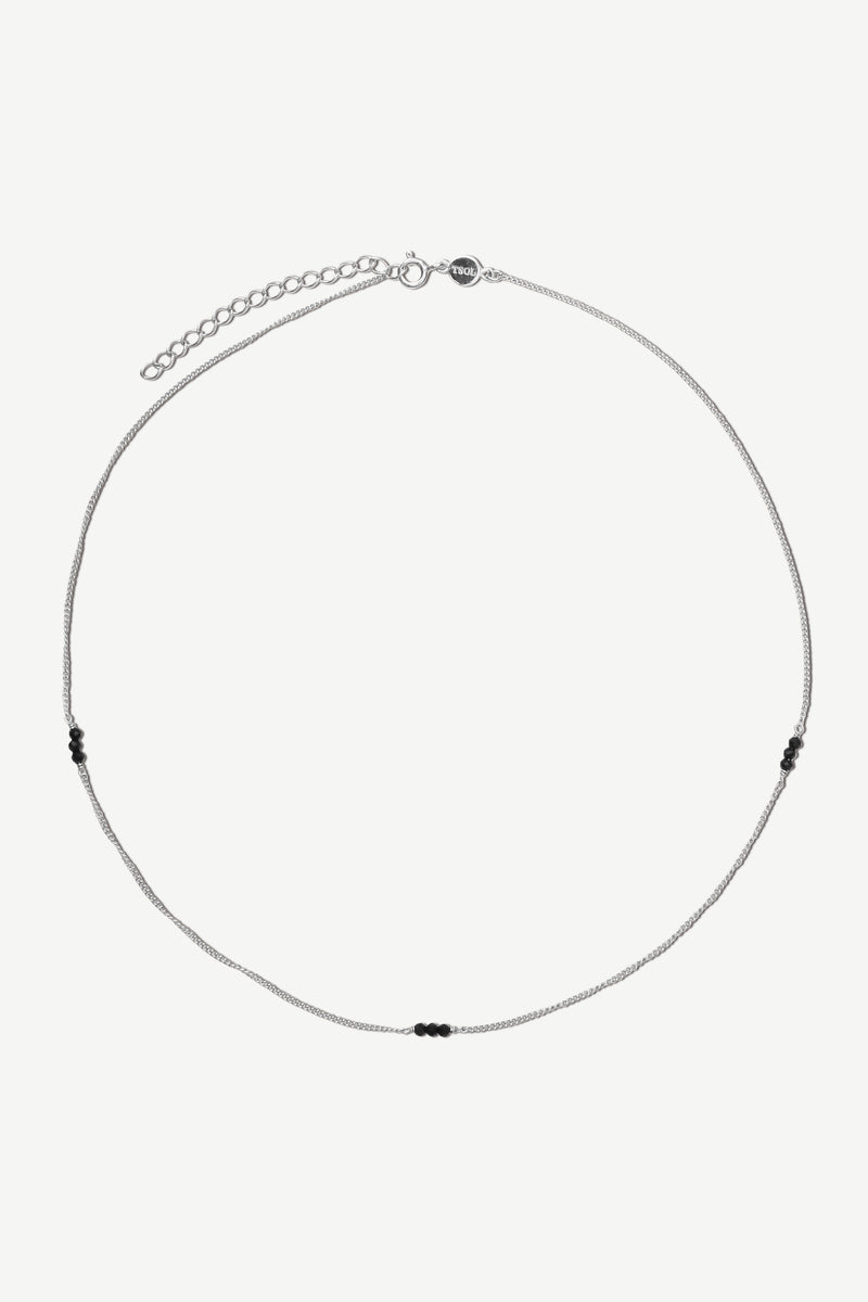 Onyx Beads Necklace - Silver