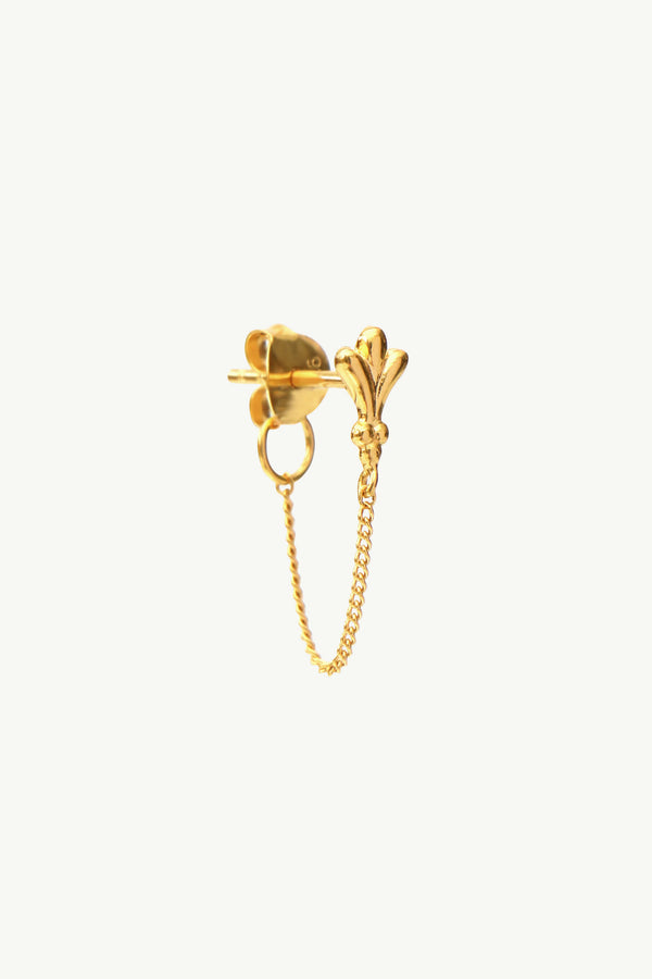 Ornamental Stud Chain Earring - Gold