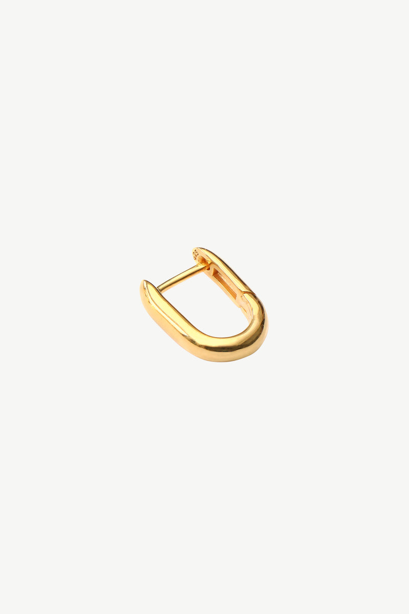 Solid Oval Hugging Hoop Earring - Gold