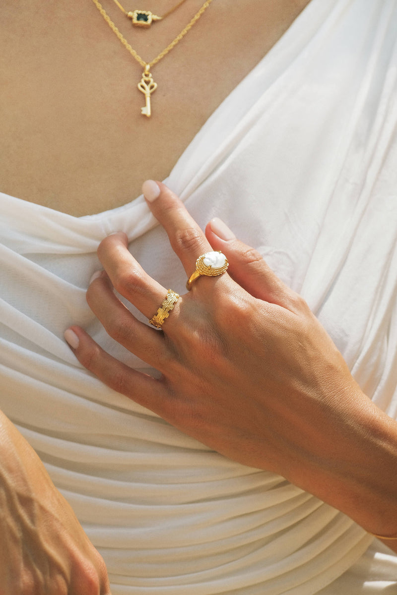 Vintage Pearl Ring - Goud