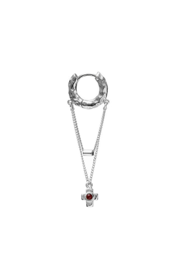 Cross Chain Hoop Oorbel - Zilver