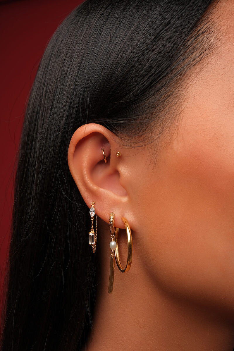 Diamond Chain Earring - Gold