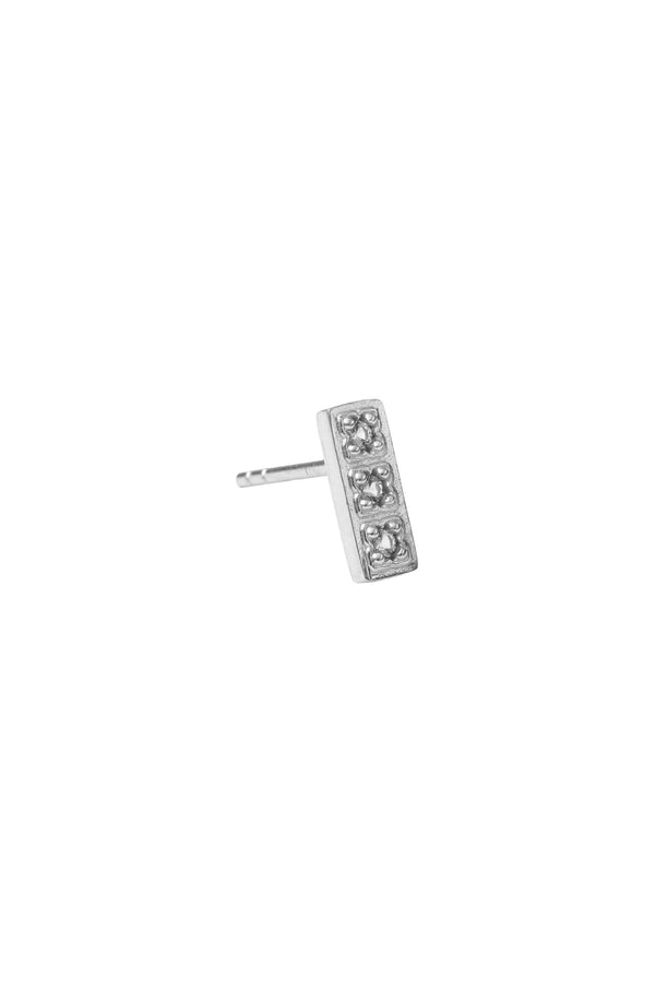 Carbon Bar Stud Oorbel - Zilver