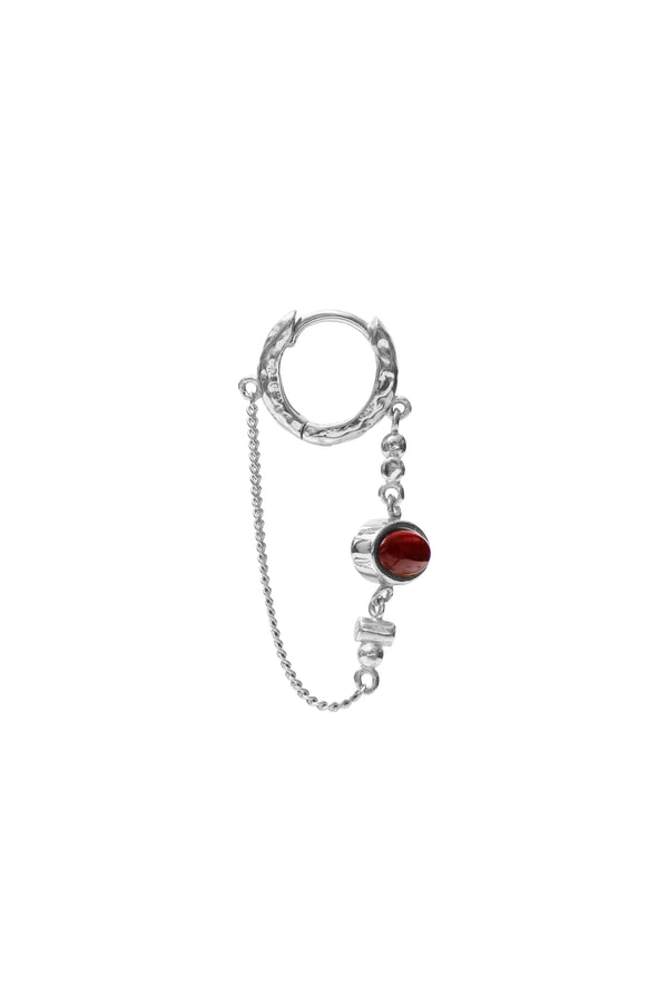 Onyx Chain Hoop Oorbel - Zilver