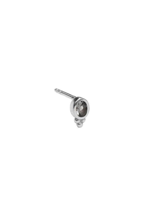 Carbon Oval Stud Oorbel - Zilver