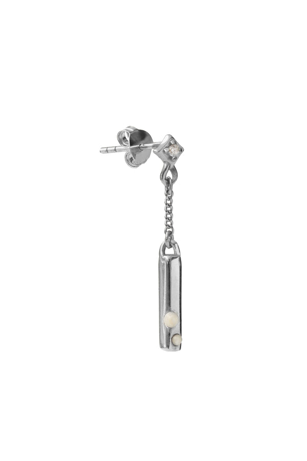Pearl Bar Stud Oorbel - Zilver
