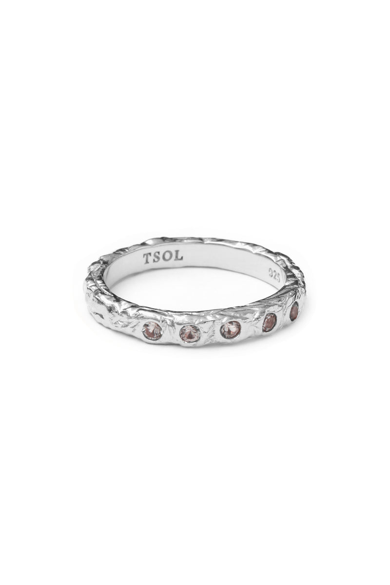 Carbon Pebble Ring - Zilver