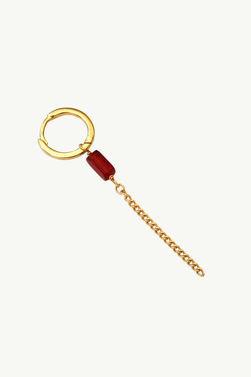 Ruby Chain Hoop - Gold