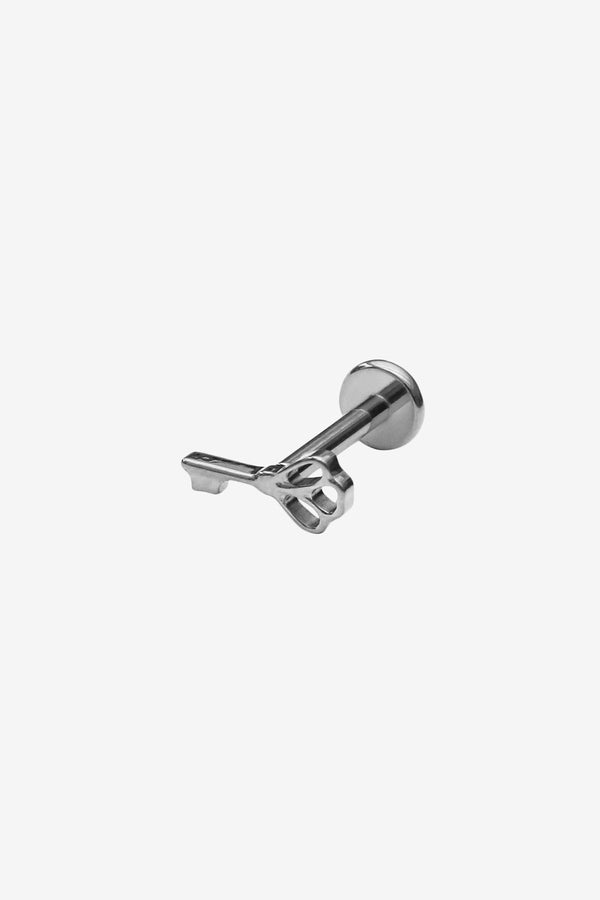 Ancient Key Stud Oorbel - Zilver