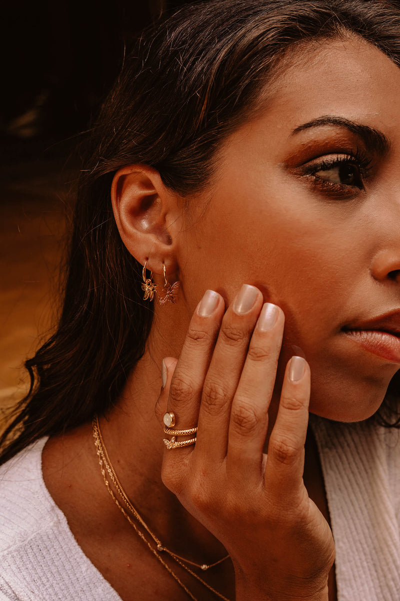 Butterfly Hoops Earrings - Silver