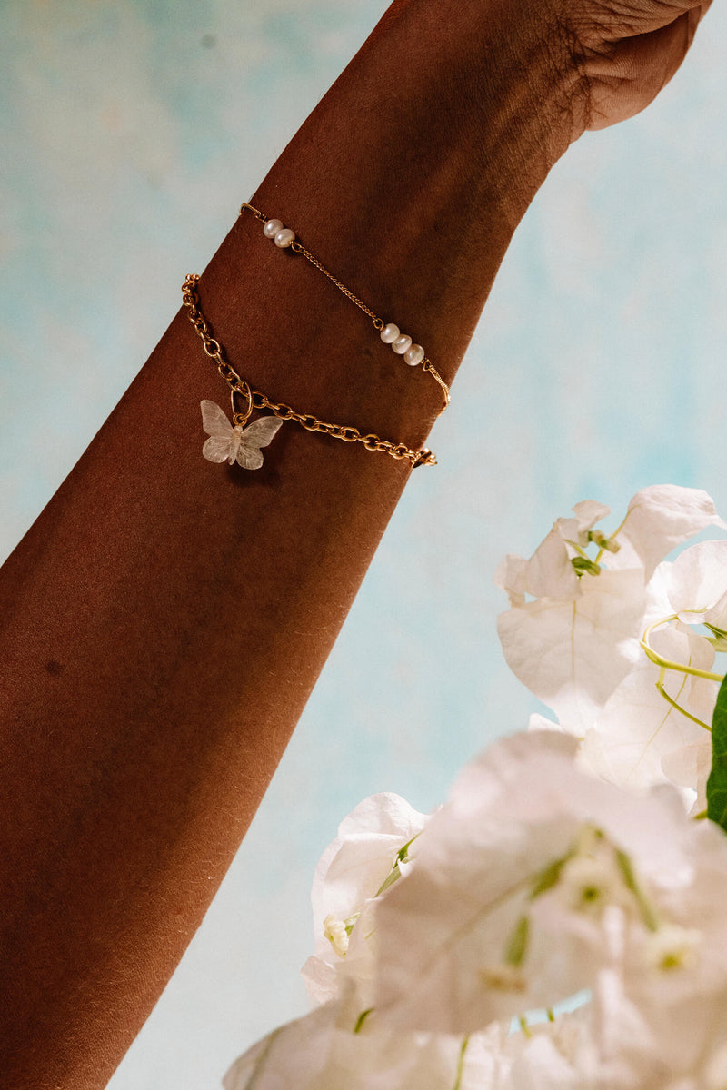 Glasswing Butterfly Armband - Goud