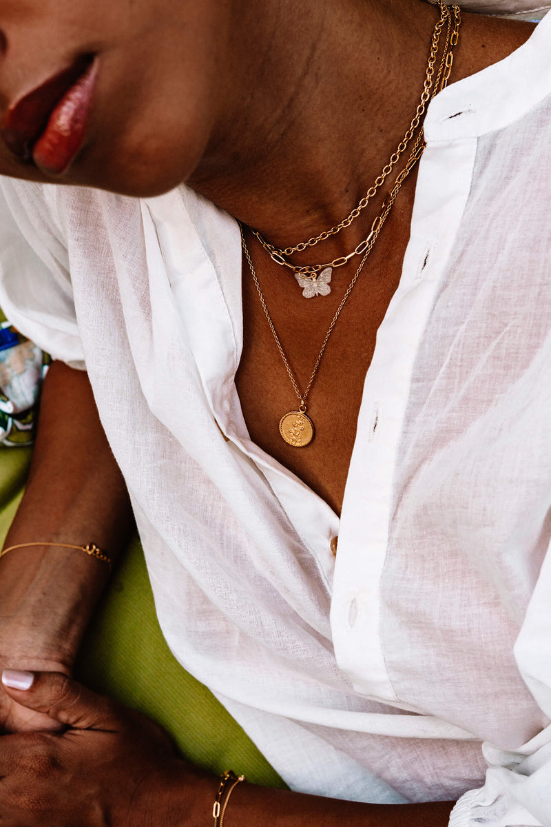 Lily Pad Coin Necklace - Silver