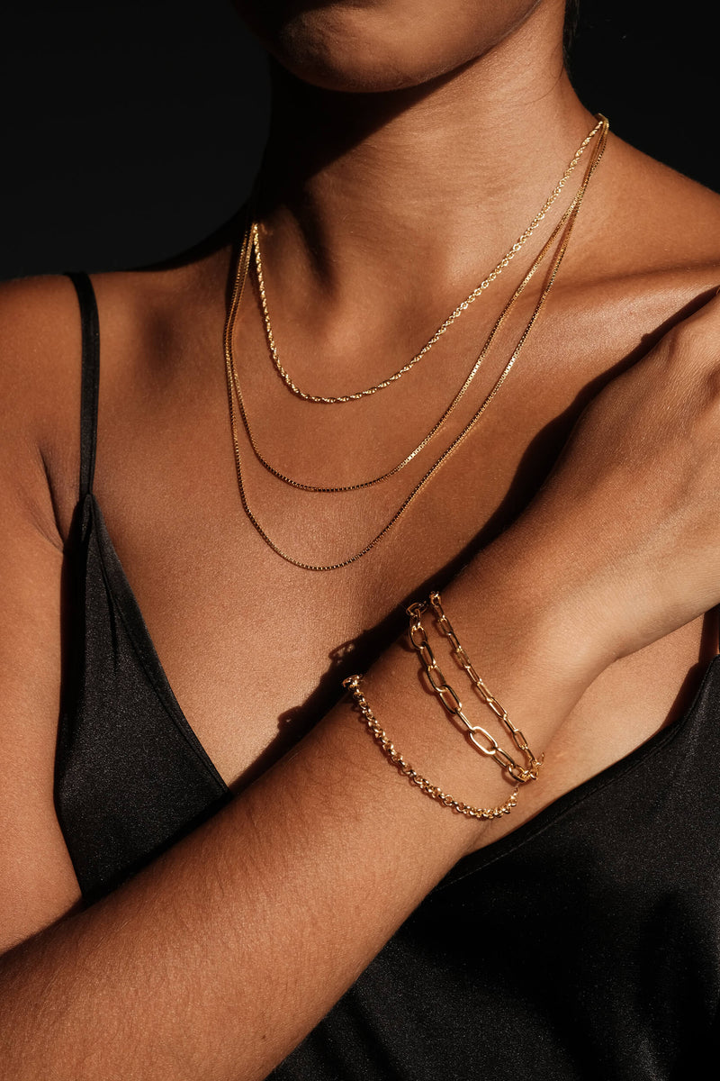 Chunky Round Chain Armband - Goud