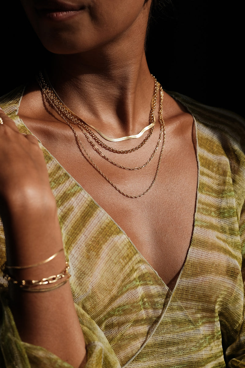 Three Step Base Chain 40 cm Necklace - Gold
