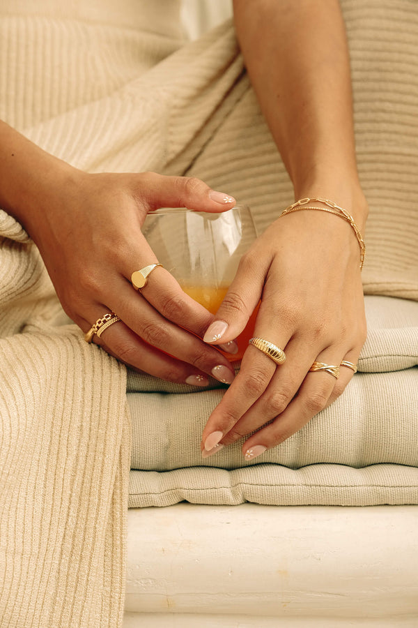 Striped Dome Ring - Silver