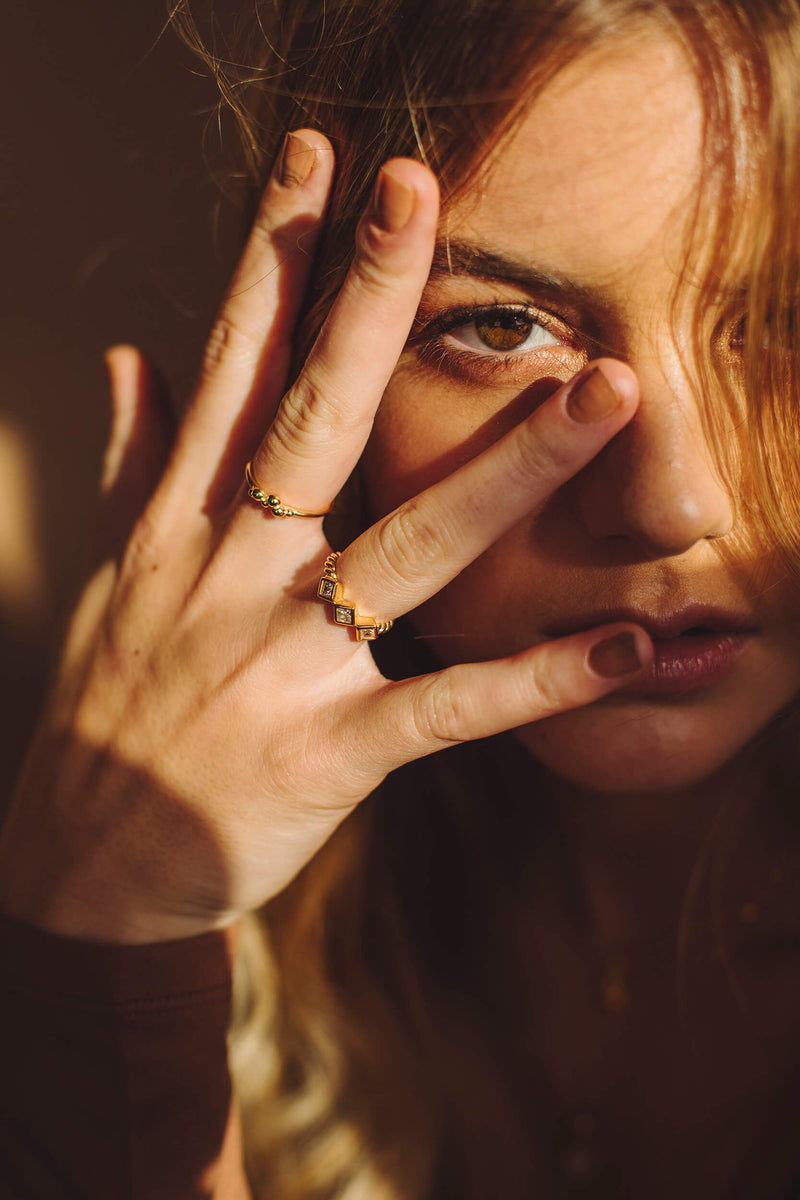 Square Zircon Ring - Silver