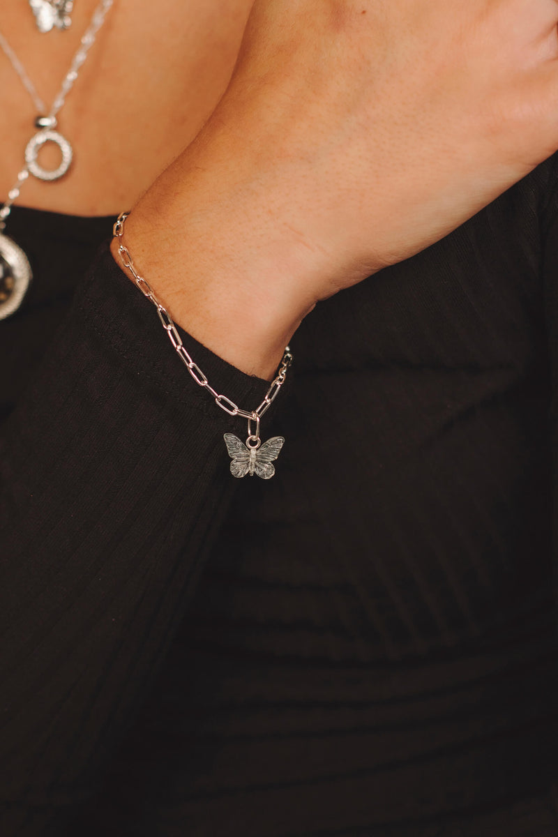 Glasswing Butterfly Bracelet - Silver