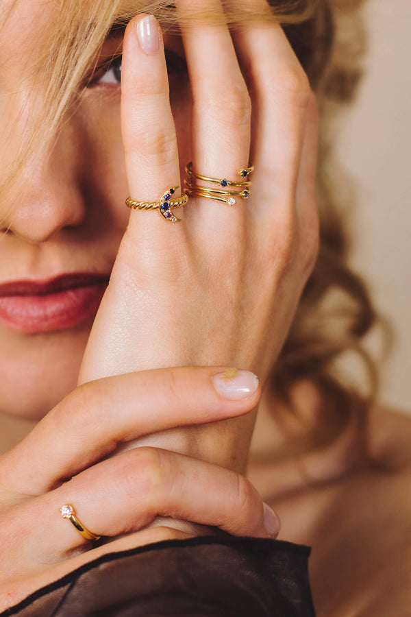 Crescent Moon Ring - Goud