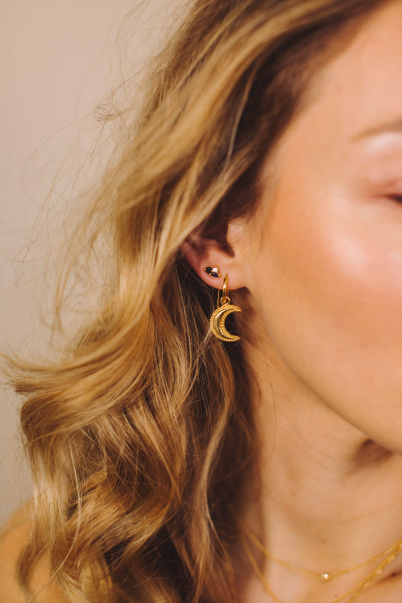 Crescent Moon Hoop Oorbel 1 stuk - Goud