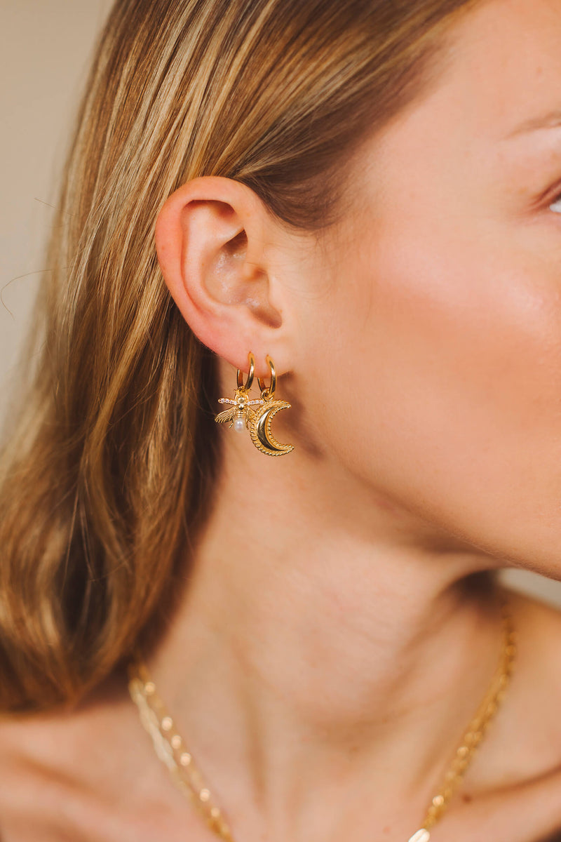 Crescent Moon Hoop Oorbel 1 stuk - Goud