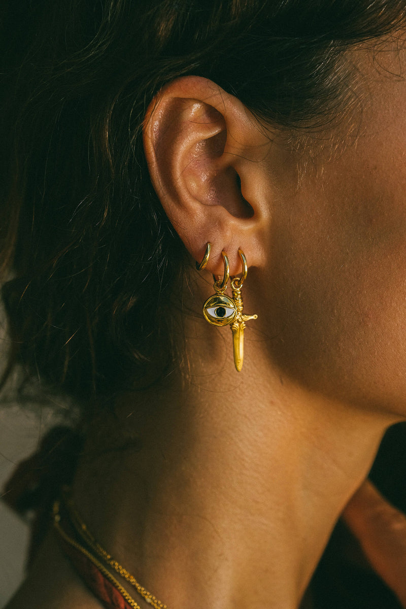 Evil Eye Begging Hoop - Gold