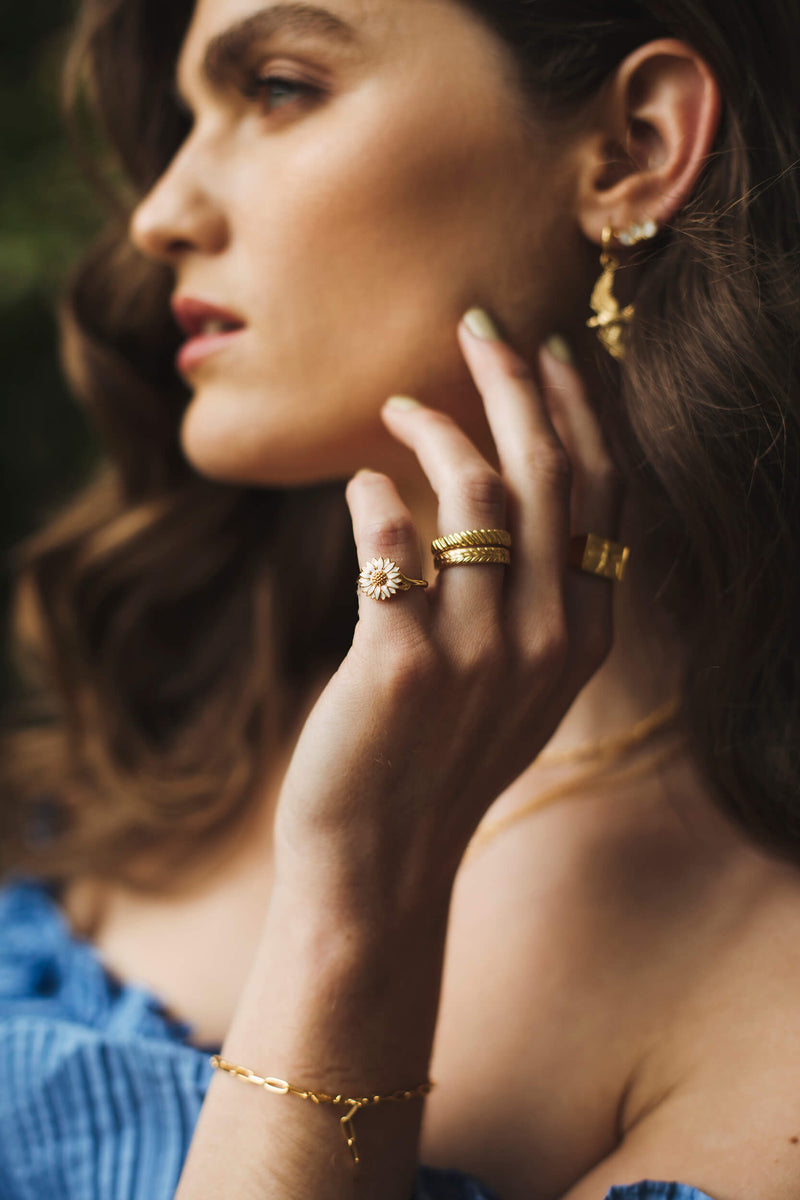 Enamel Daisy Ring - Zilver