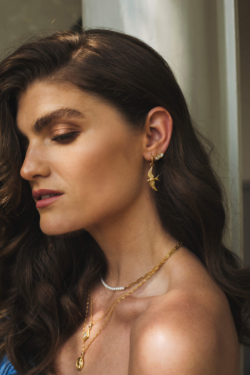 Lovebird Hoop Earring 1 piece - Silver