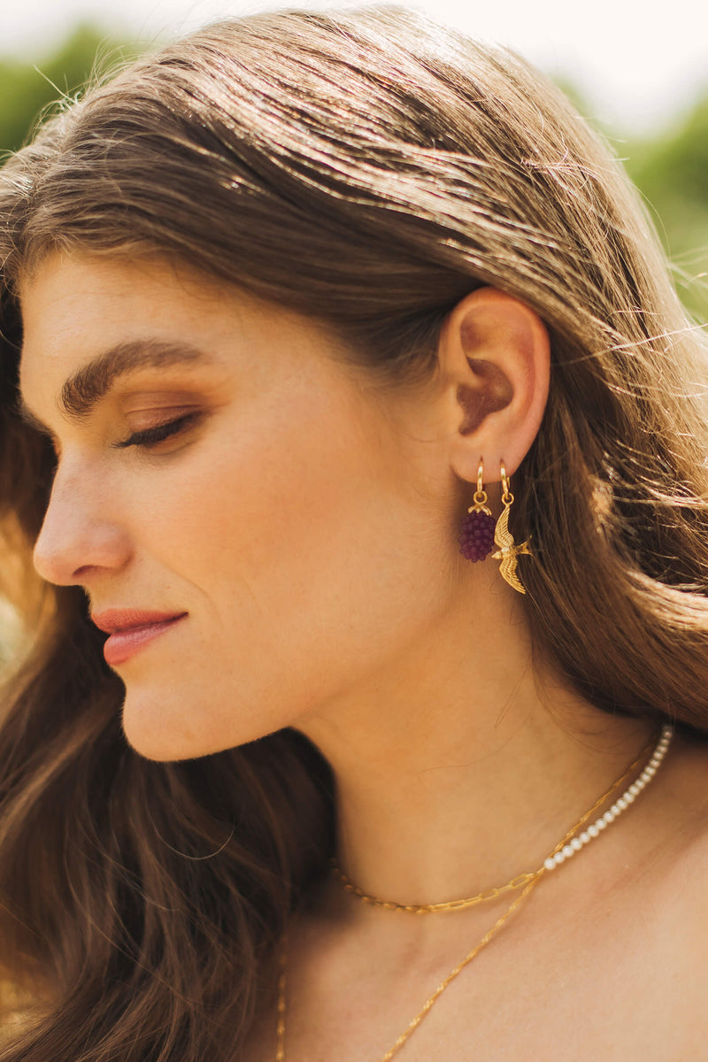 Lovebird Hoop Earring 1 piece - Silver