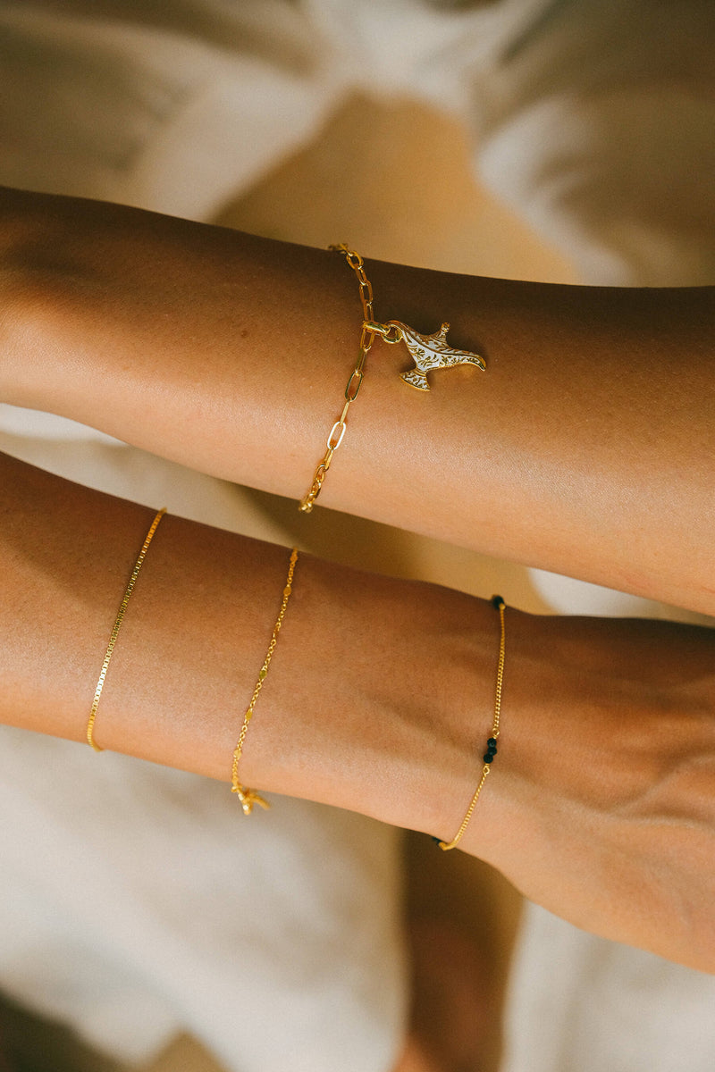 Onyx Beads Bracelet - Gold