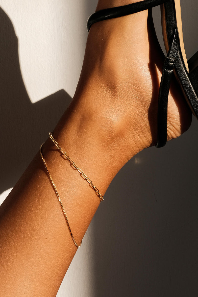 Box Chain Anklet - Gold
