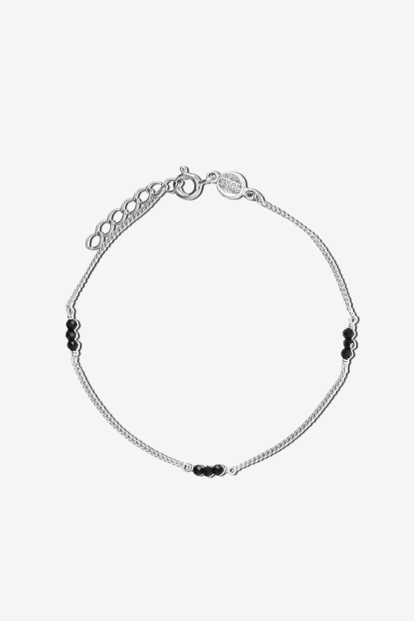 Onyx Beads Armband - Zilver