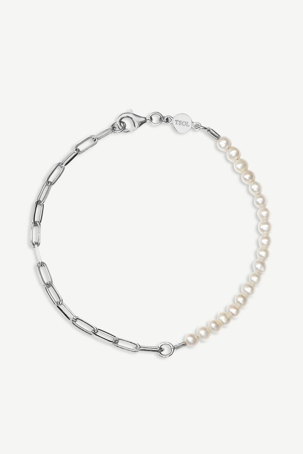 Halfway Pearl Armband - Zilver