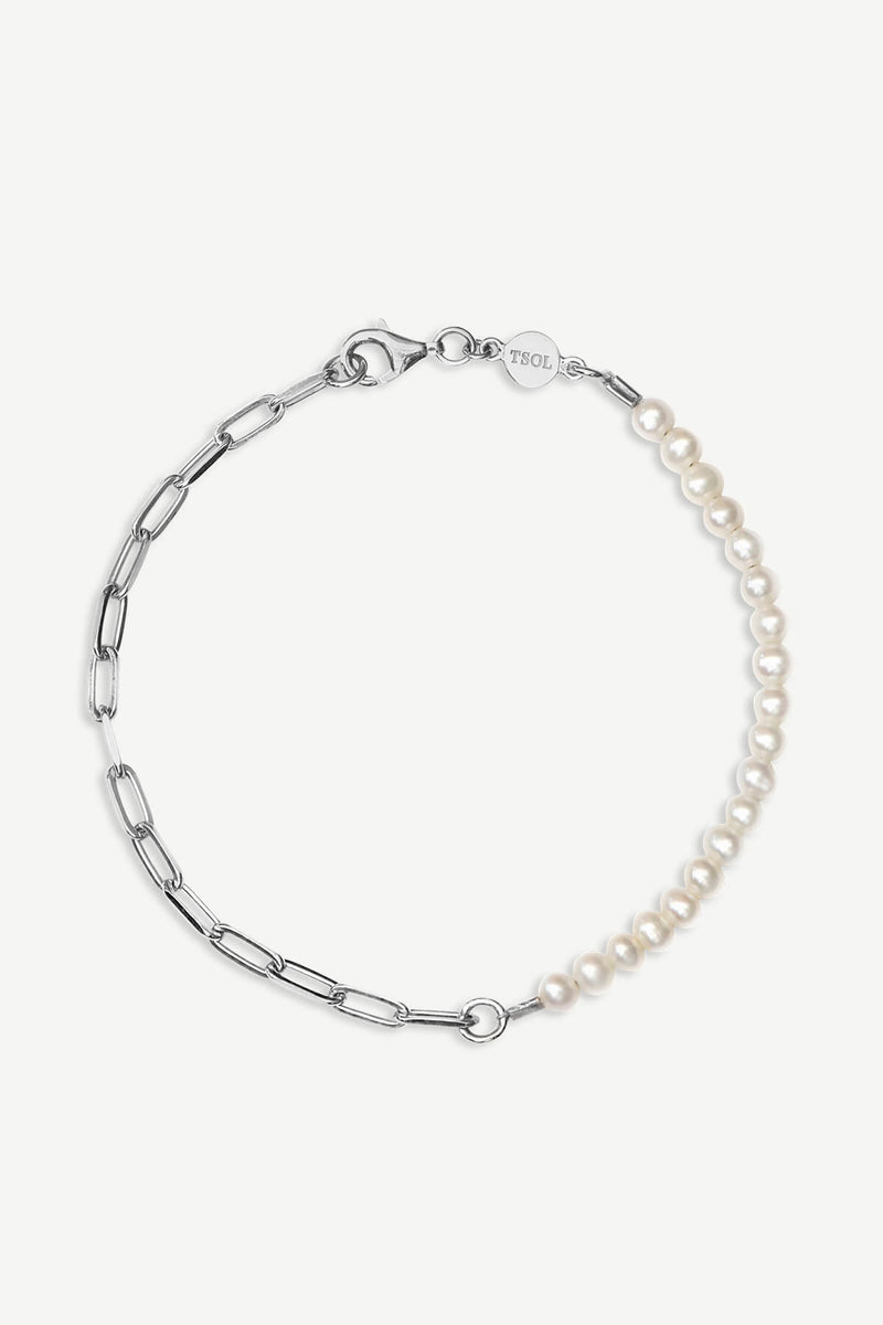 Halfway Pearl Armband - Zilver