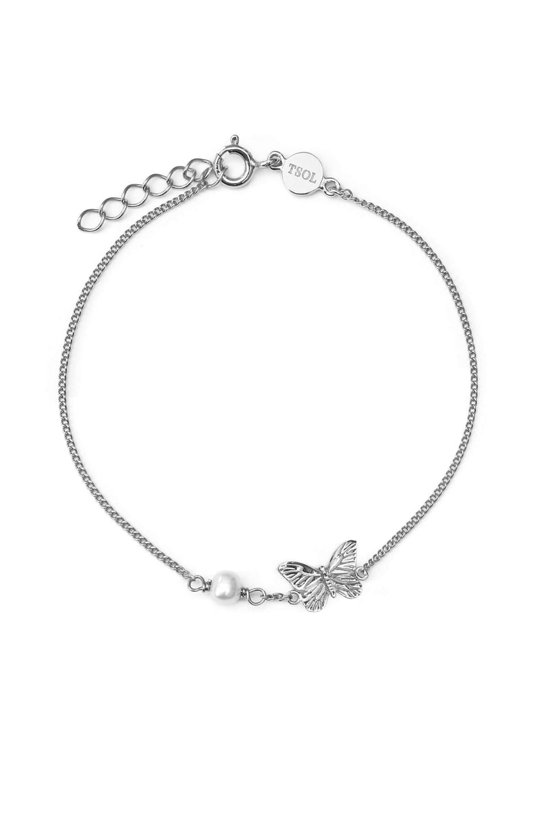 Minimal Chain Butterfly Armband - Zilver
