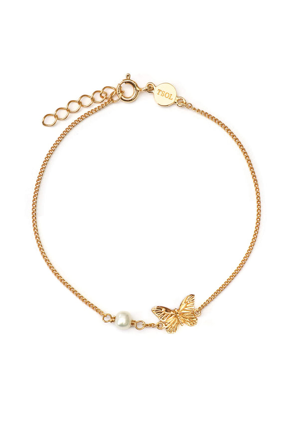 Minimal Chain Butterfly Armband - Goud
