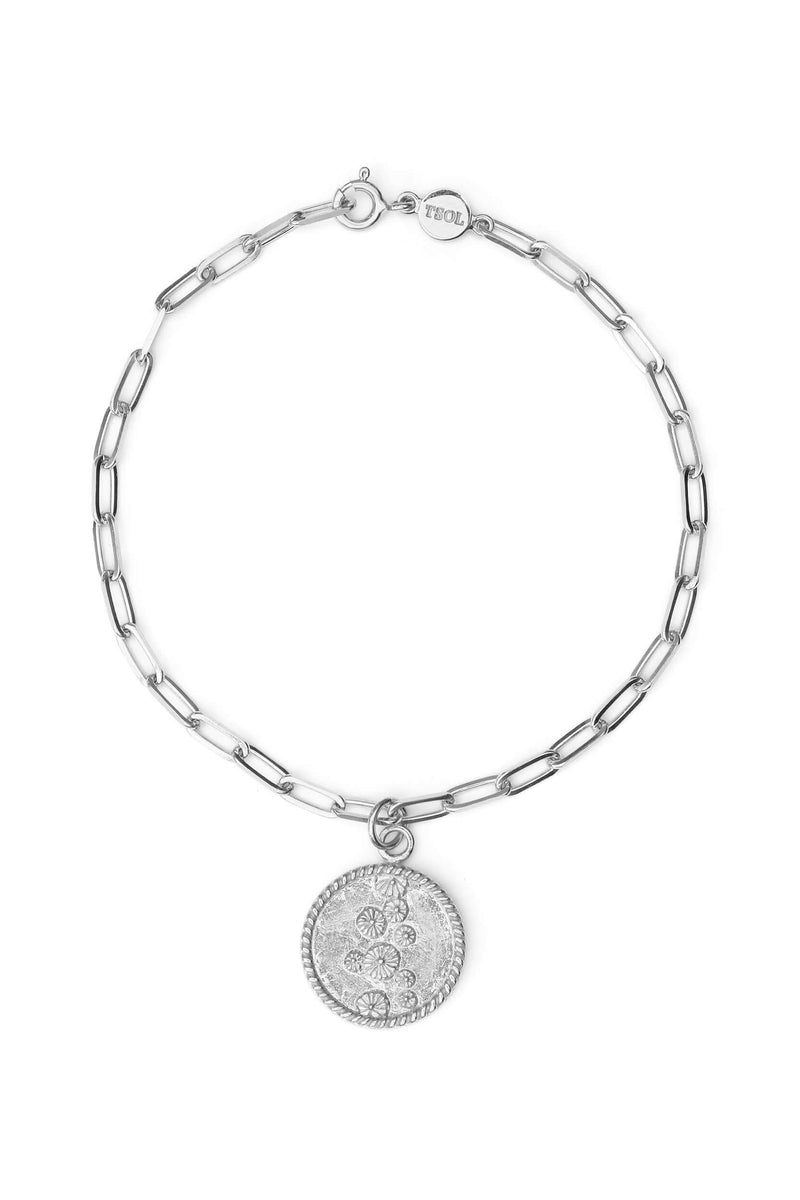 Lily Pad Coin Bracelet - Silver