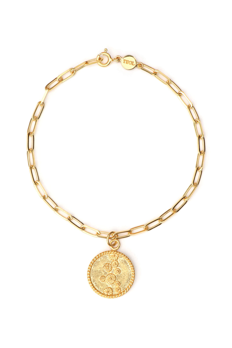Lily Pad Coin Bracelet - Gold