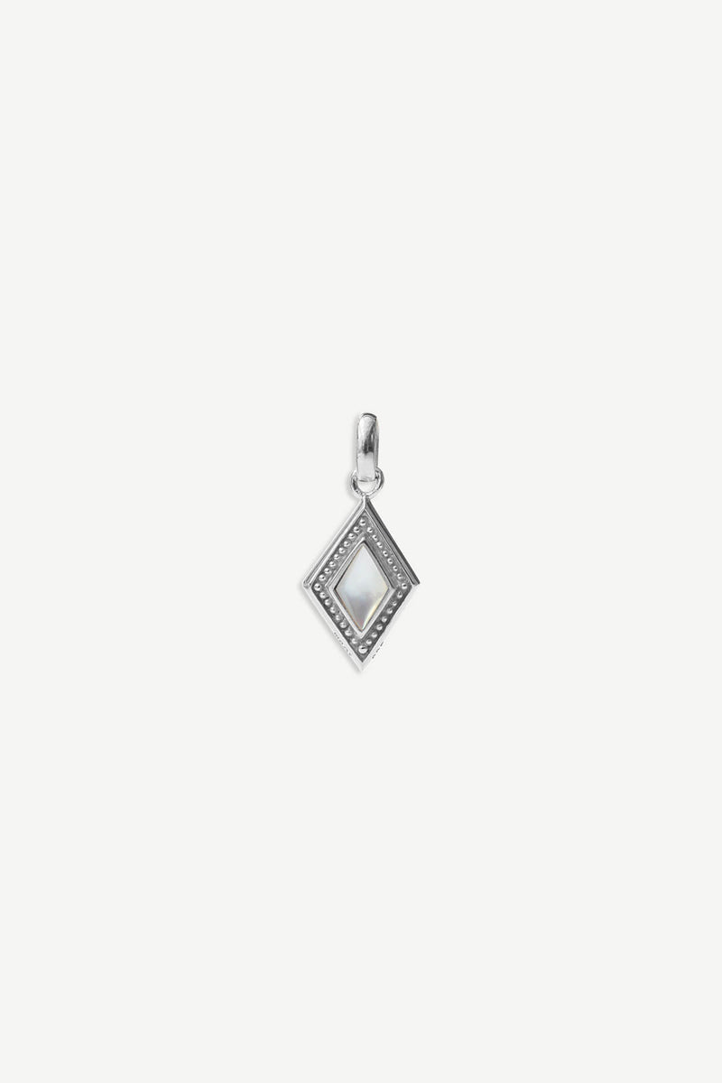 Mother of Pearl Diamond Charm - Silver