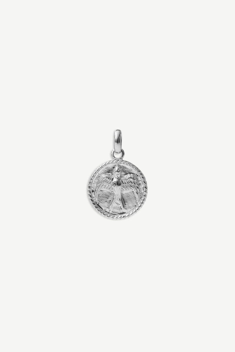 Lovebird Coin Charm - Silver