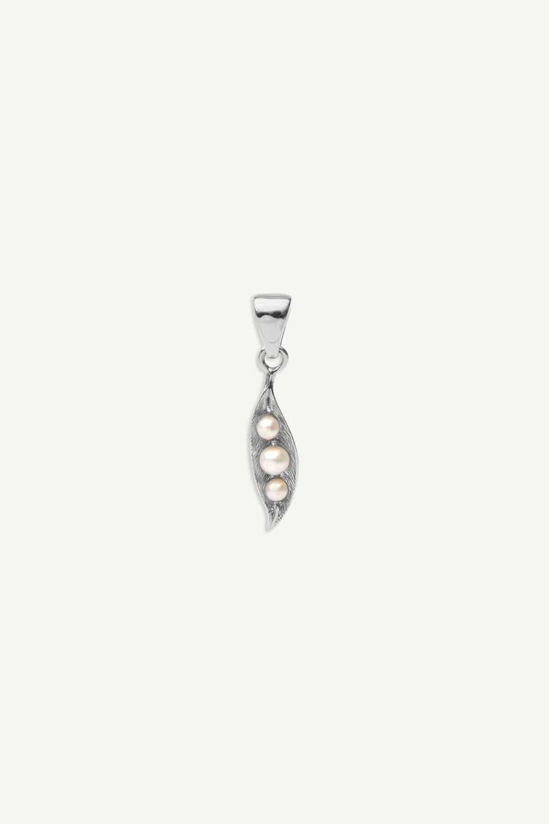Pearl Leaf Charm - Silver
