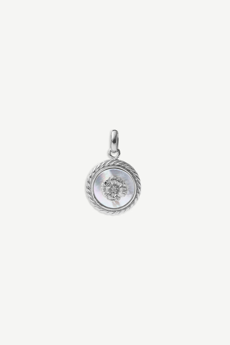 Poppy Mother of Pearl Charm - Silver