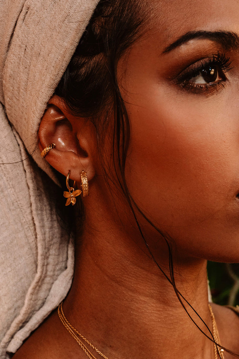 Orchid Hoops Earrings - Gold