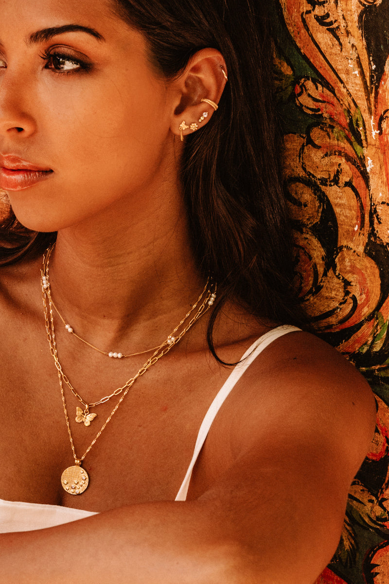 Dew Drops Coin Pendant - Gold