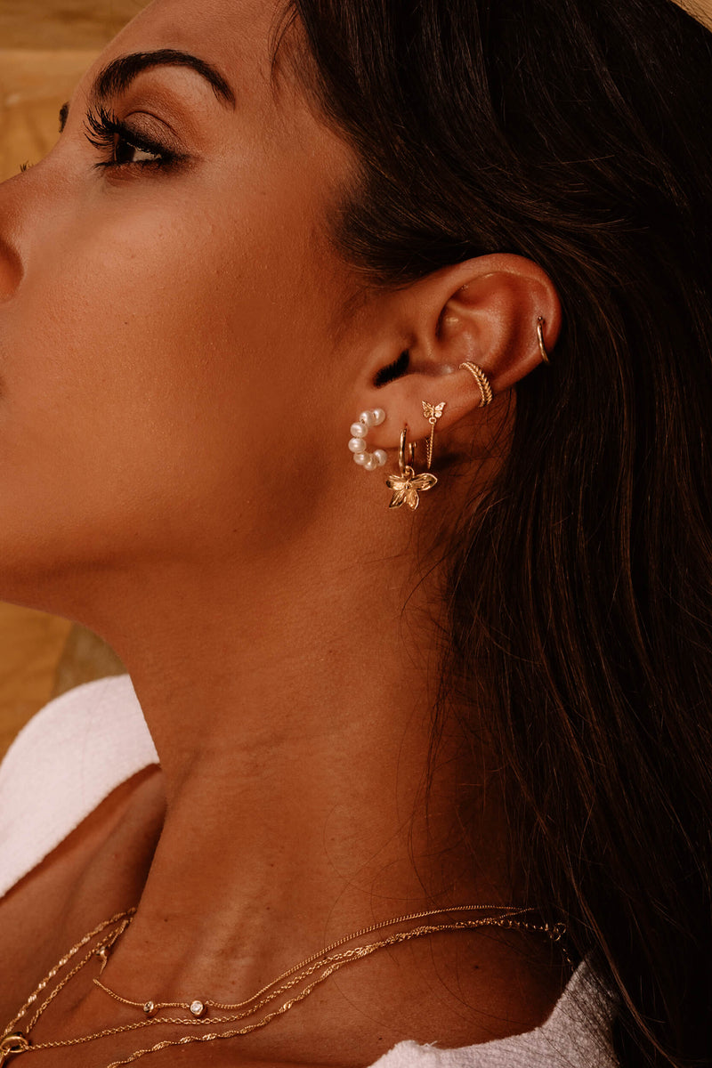 Orchid Hoops Oorbellen - Zilver