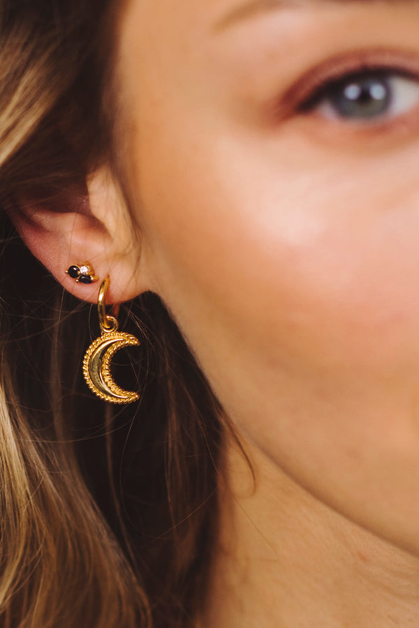 Crescent Moon Hoop Earring 1 piece - Gold