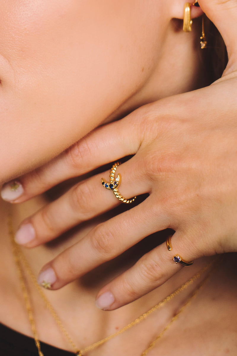 Crescent Moon Ring - Zilver