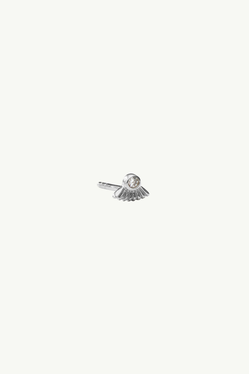 Dainty Fan Stud Earring - Silver