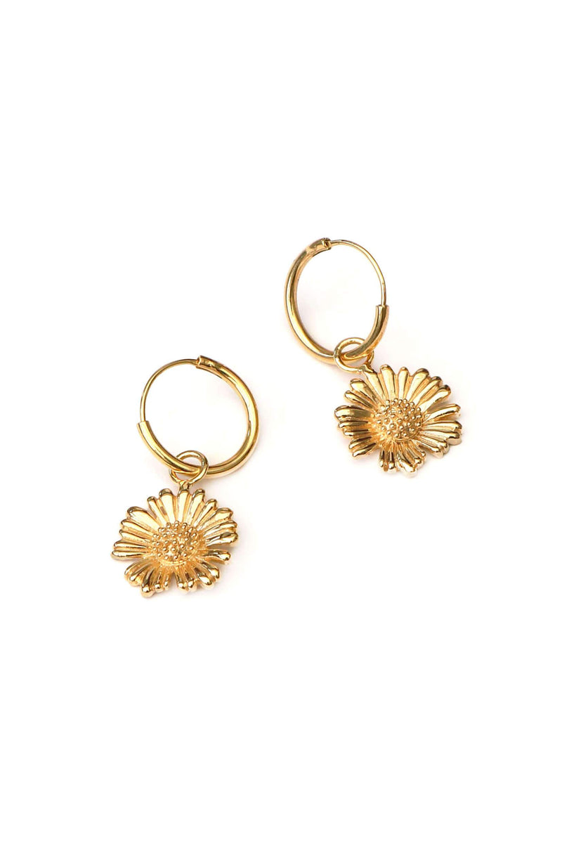 Daisy Hoops Earrings - Gold