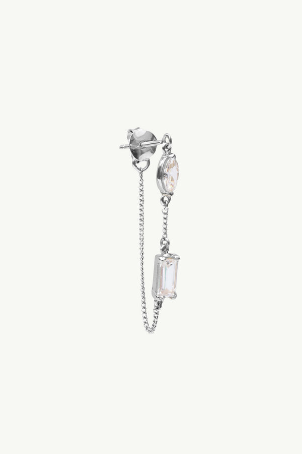 Diamond Chain Earring - Silver
