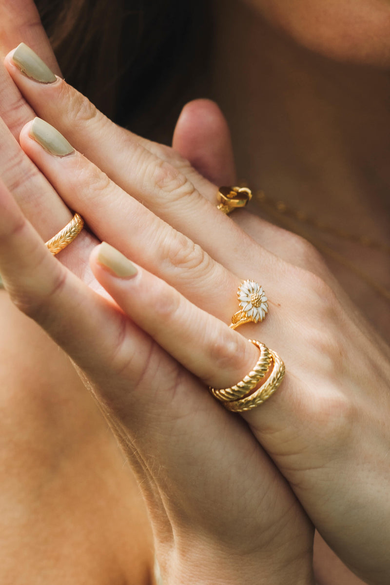 Enamel Daisy Ring - Zilver